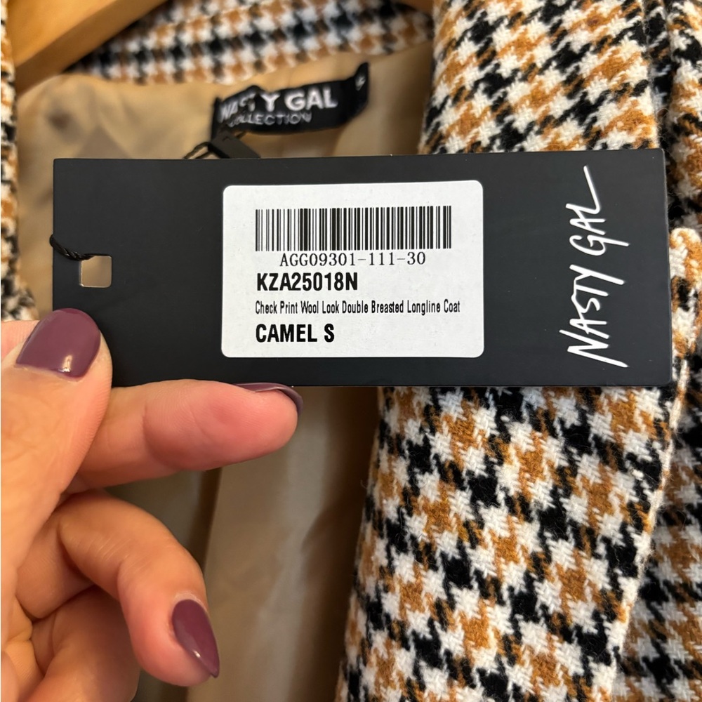 NWT Nasty Gal houndstooth Double-Breasted Trench Coat - Picture 8 of 9